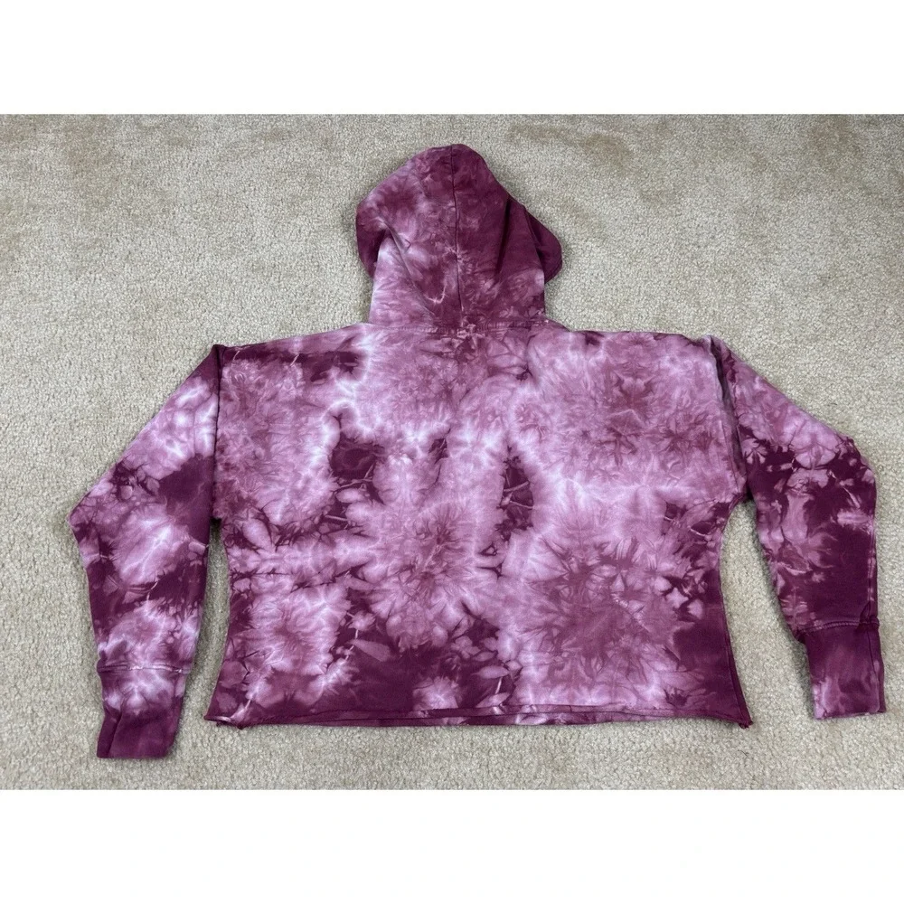 Virginia Tech Hokies Tye Dye Cropped Hoodie Small With Raw Unfinished Hem